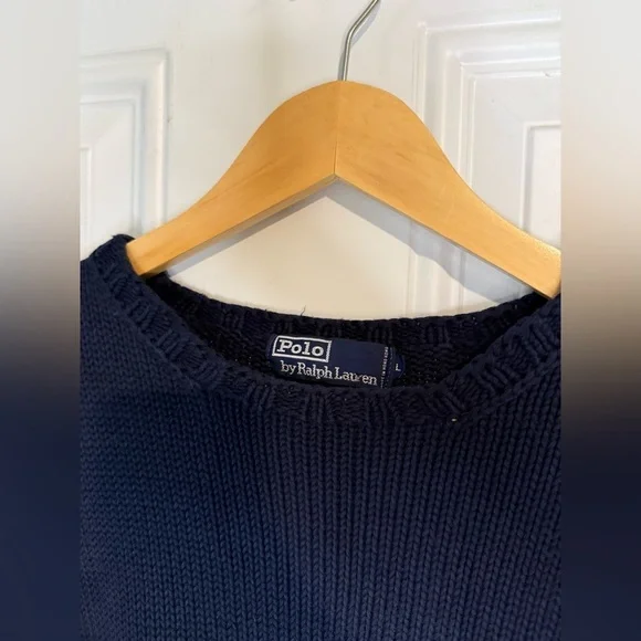 Ralph Lauren Blue Crewneck Sweater Classic Knit - Picture 2 of 3